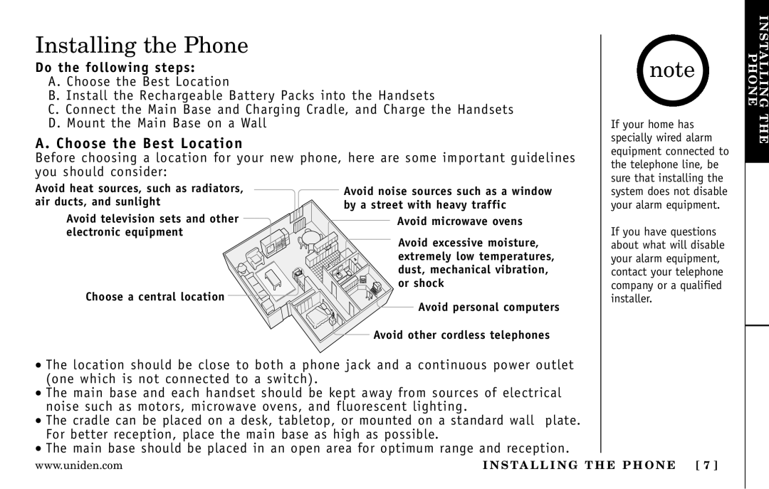 Uniden DXI5586-3, DXI5586-4 Installing the Phone, Choose the Best Location, Do the following steps, Avoid microwave ovens 