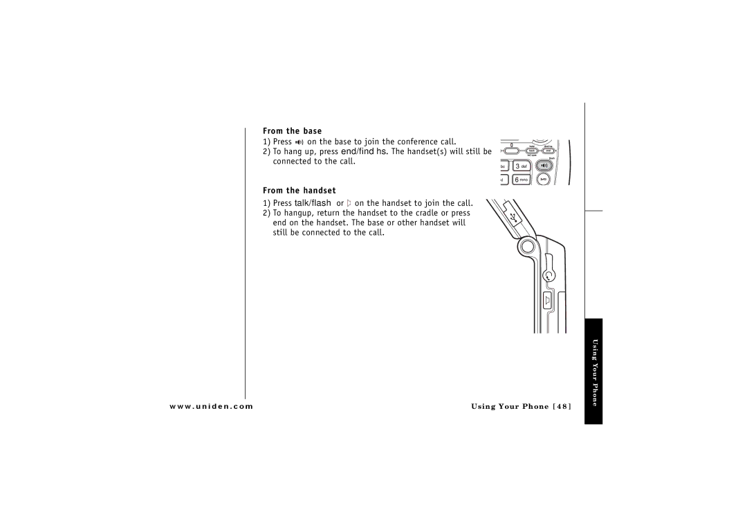 Uniden ELBT 585 owner manual From the base 