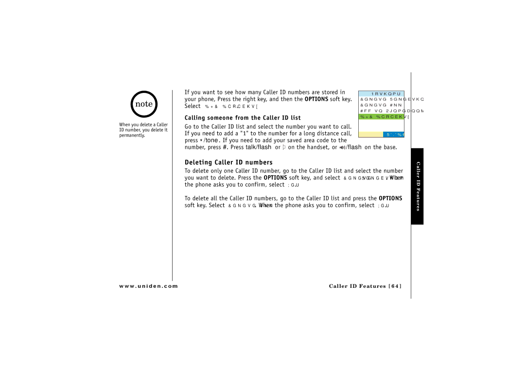 Uniden ELBT 585 owner manual Deleting Caller ID numbers, If you want to see how many Caller ID numbers are stored 