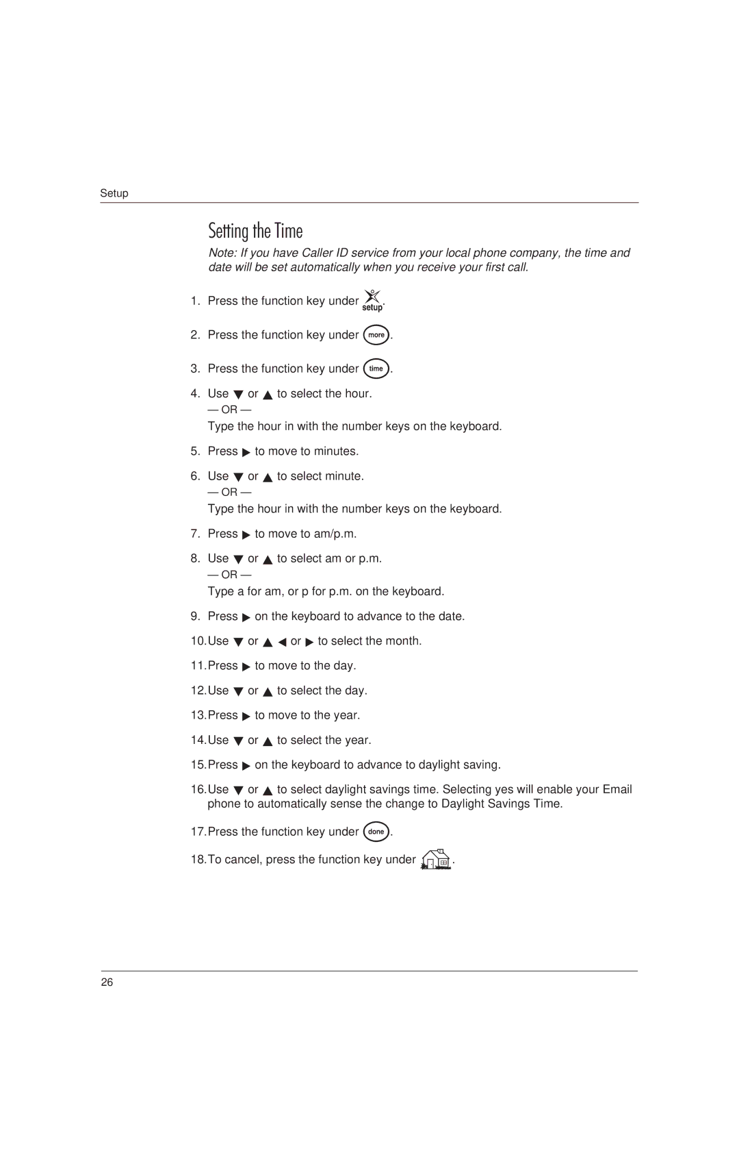 Uniden EP100, EP200 manual Setting the Time 