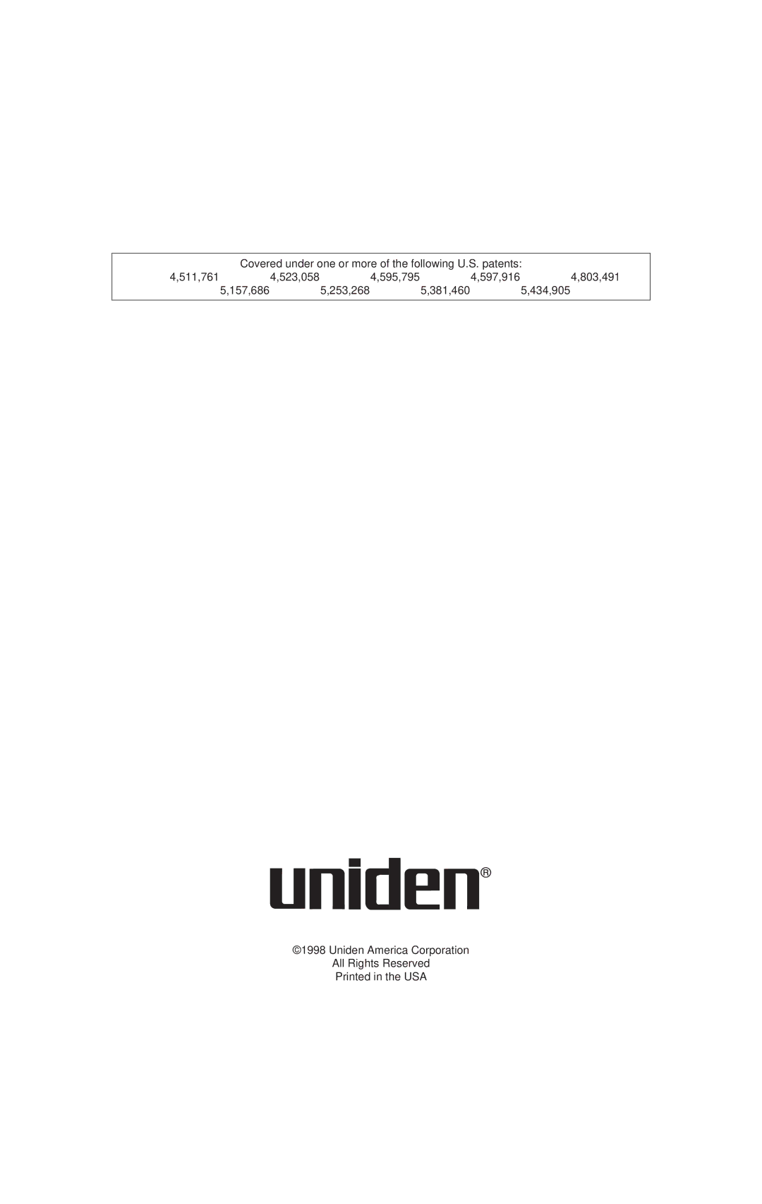 Uniden EP100, EP200 manual 