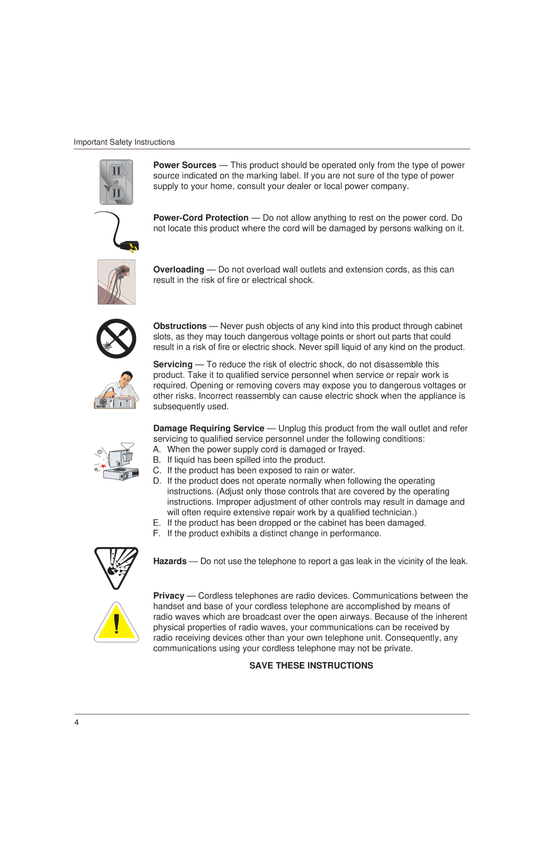 Uniden EP100, EP200 manual Important Safety Instructions 