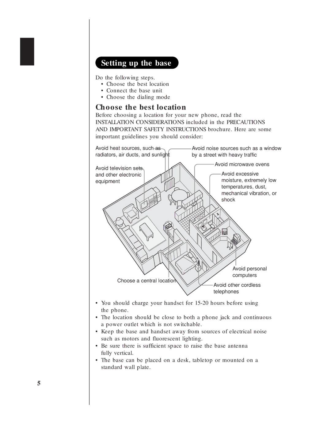 Uniden EXA 8955 manual Setting up the base, Choose the best location 