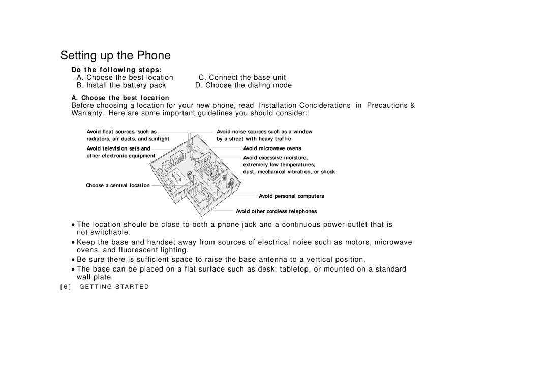 Uniden EXA3955 manual Setting up the Phone, Do the following steps, Choose the best location 