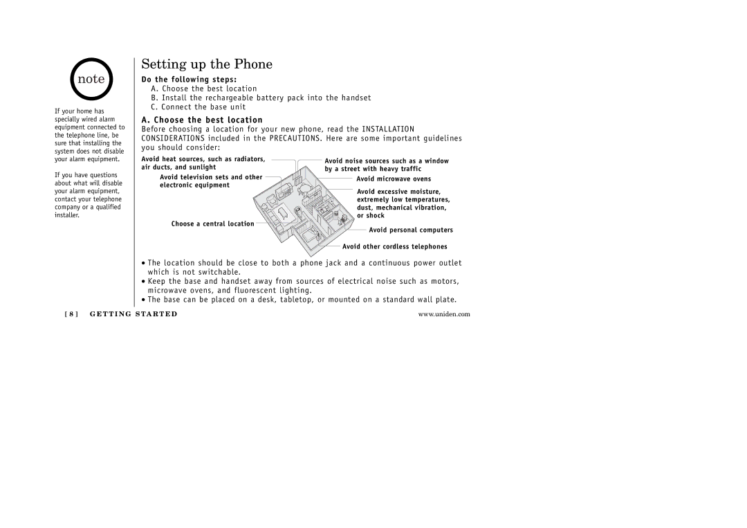 Uniden EXAI 5180 manual Setting up the Phone, Choose the best location, Do the following steps 