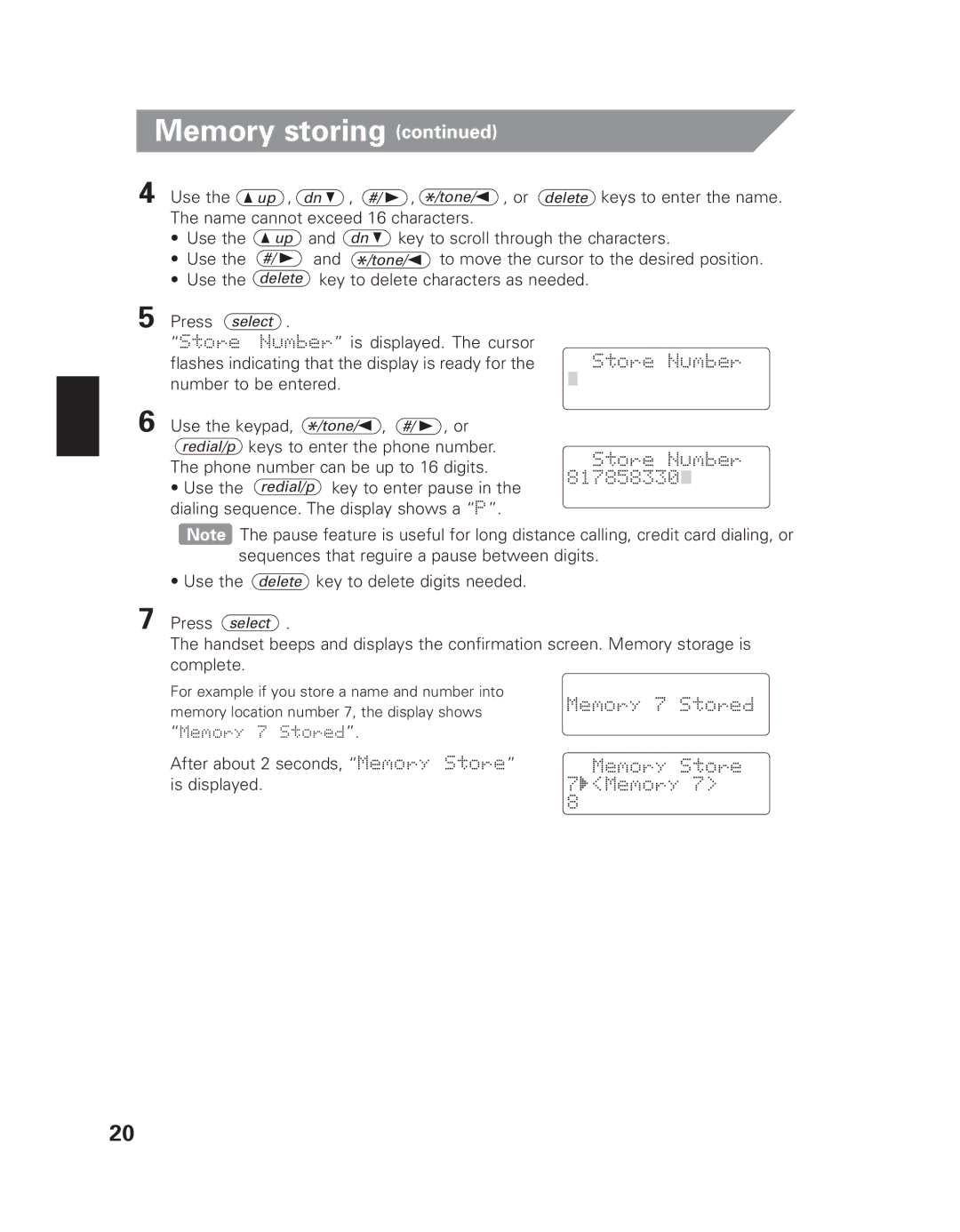 Uniden EXAI 7980 owner manual Dn »key to scroll through the characters 