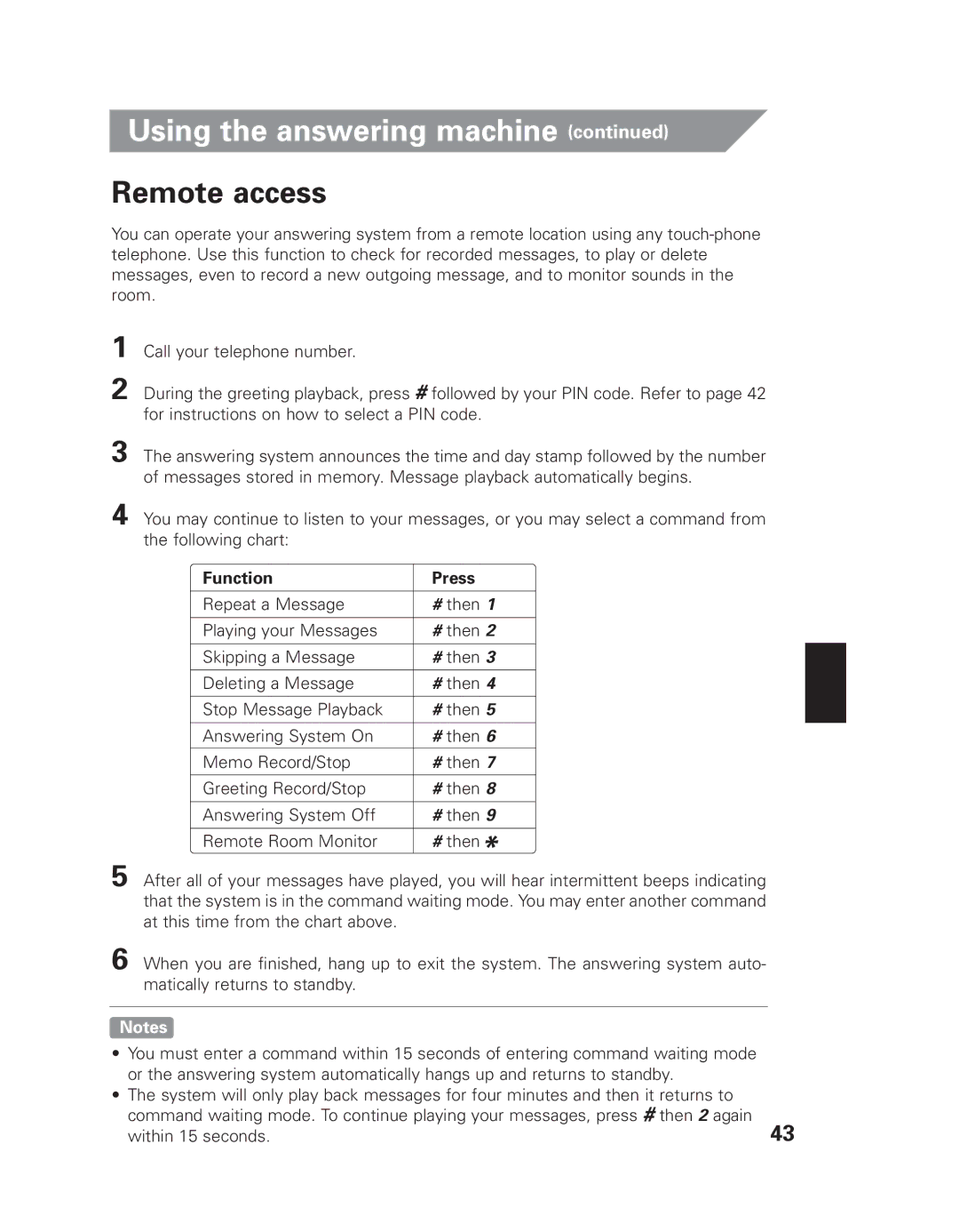 Uniden EXAI 7980 owner manual Remote access 