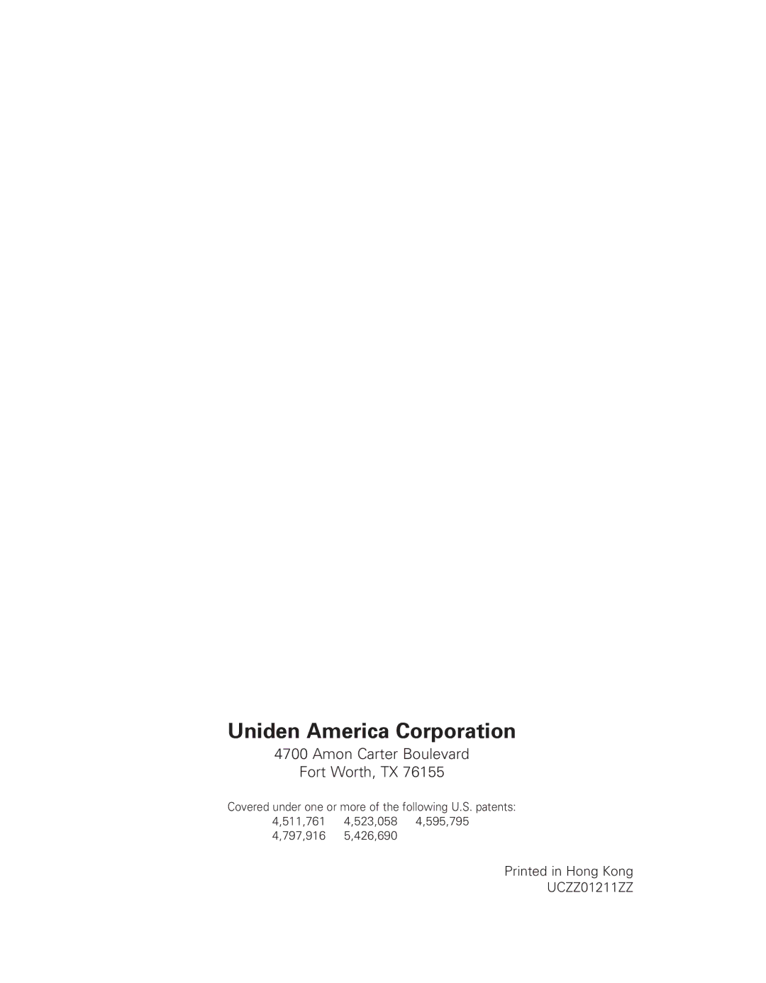 Uniden EXAI 7980 owner manual Uniden America Corporation 