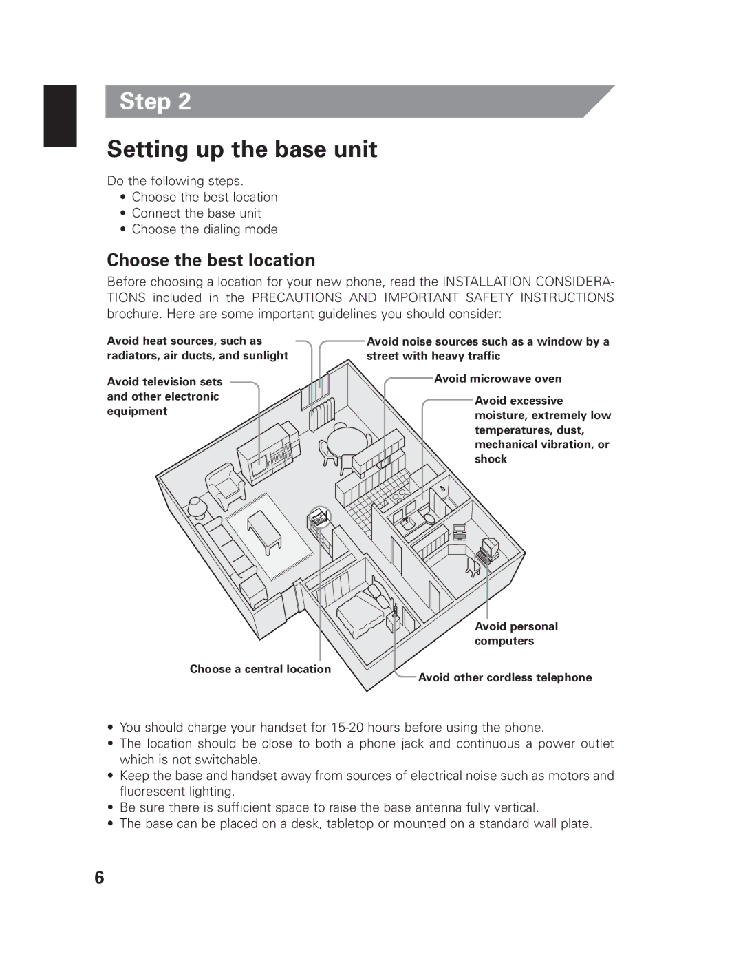 Uniden EXAI 7980 owner manual Setting up the base unit, Choose the best location 