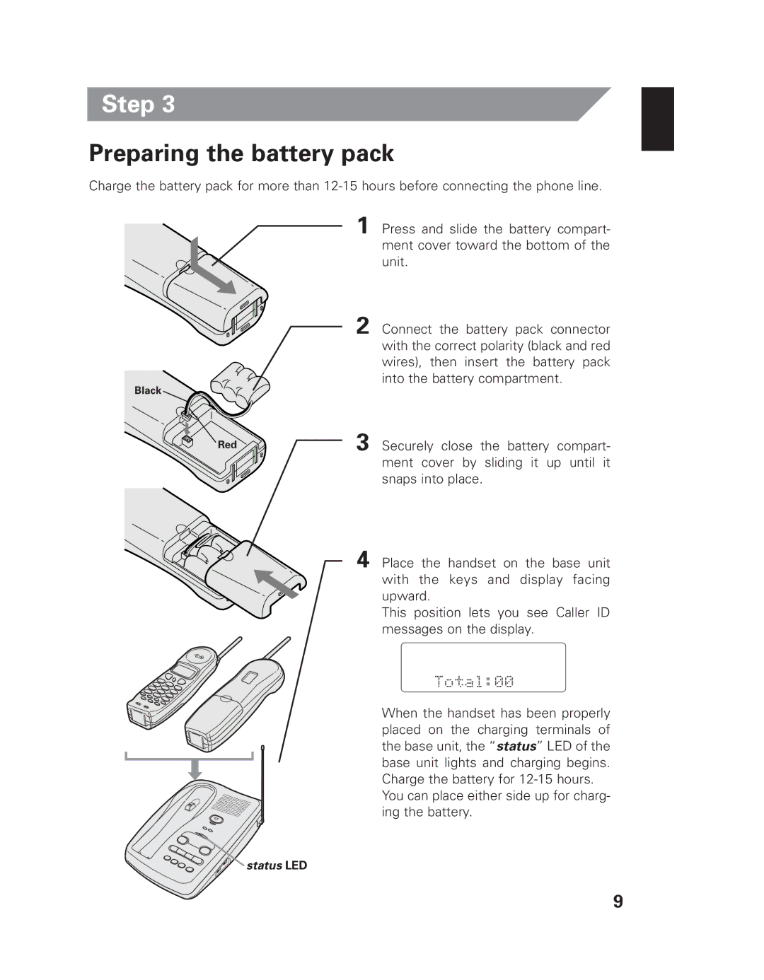 Uniden EXAI 7980 owner manual Step, Preparing the battery pack 