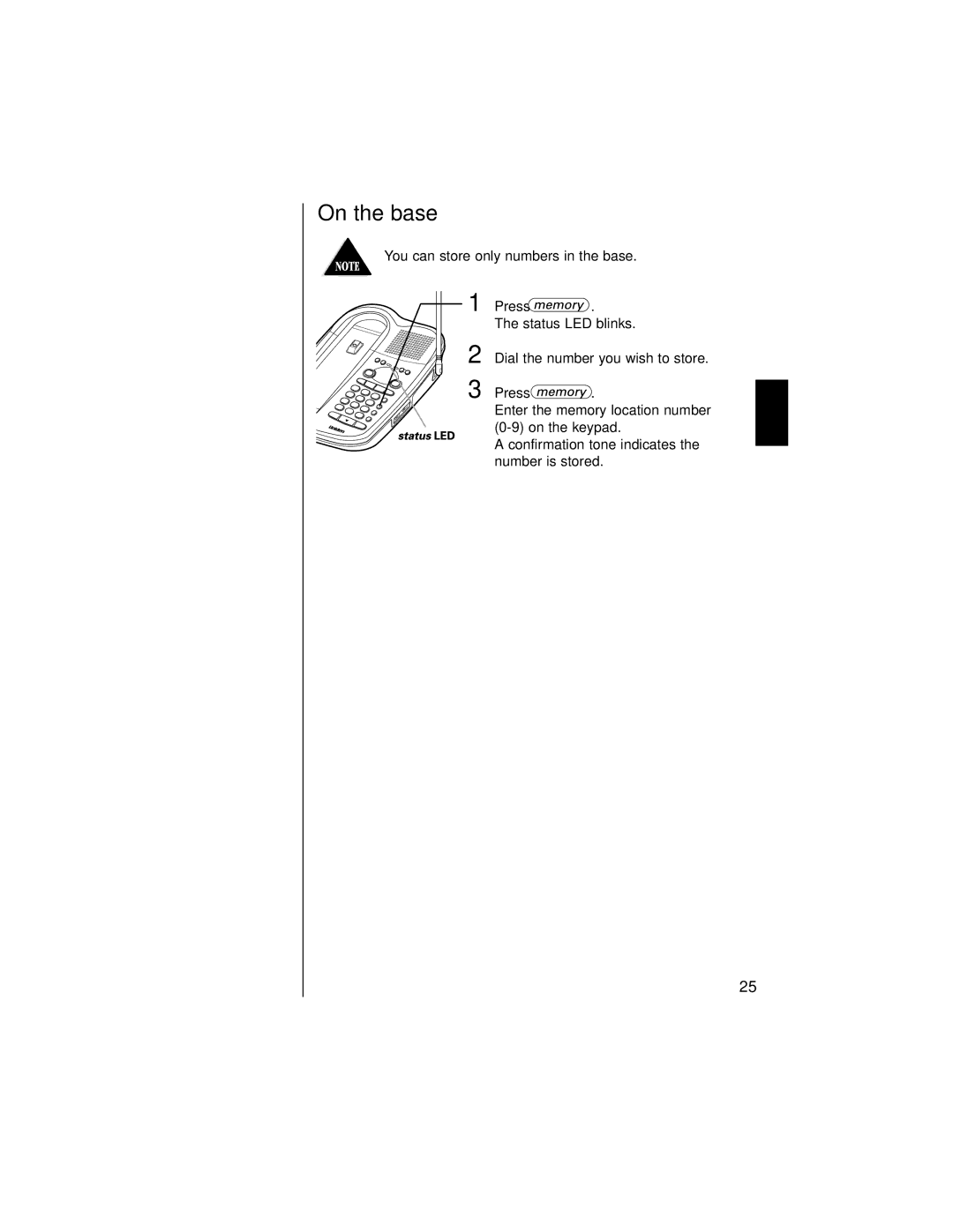 Uniden EXAI 985HS manual On the base 