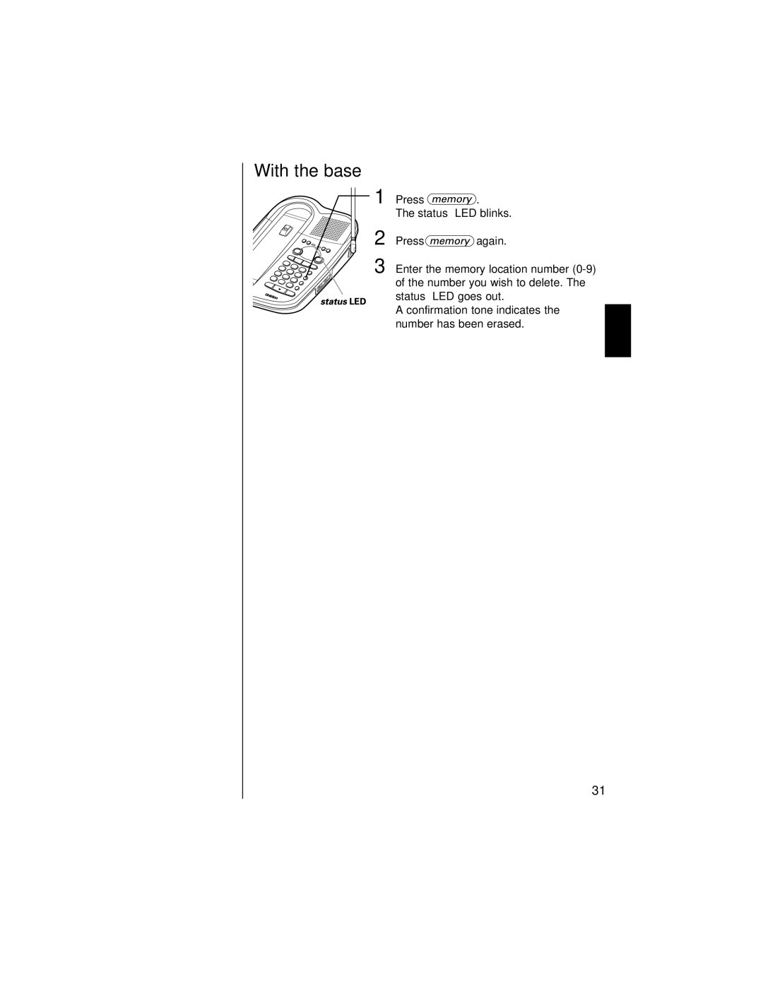 Uniden EXAI 985HS manual With the base 