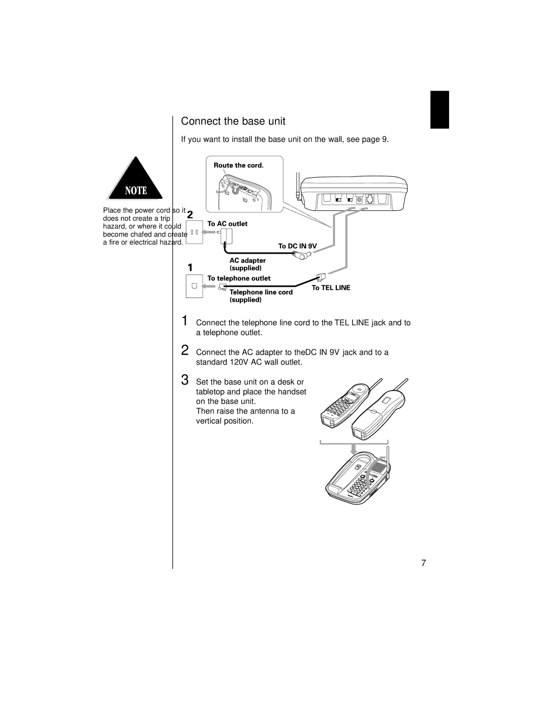 Uniden EXAI 985HS manual Connect the base unit 