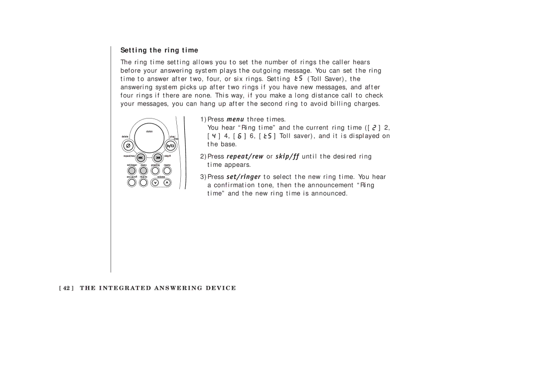 Uniden EXAI2248 series manual Setting the ring time 