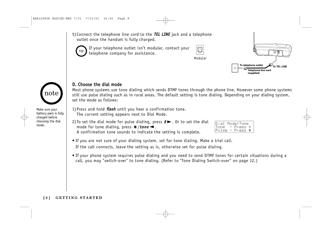 Uniden EXAI2980 owner manual Choose the dial mode 