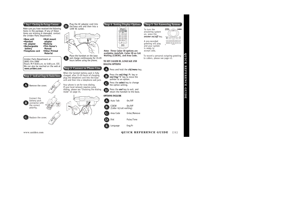 Uniden EXAI3248 manual Setting Display Options 