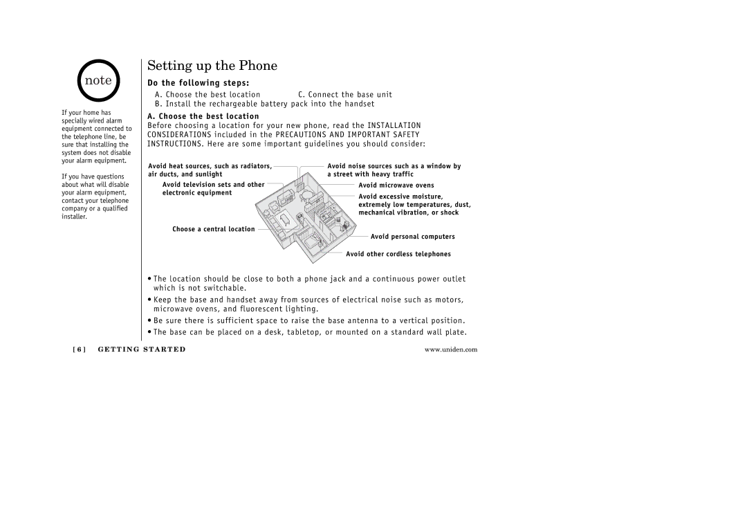 Uniden EXAI3248 manual Setting up the Phone, Do the following steps, Choose the best location 