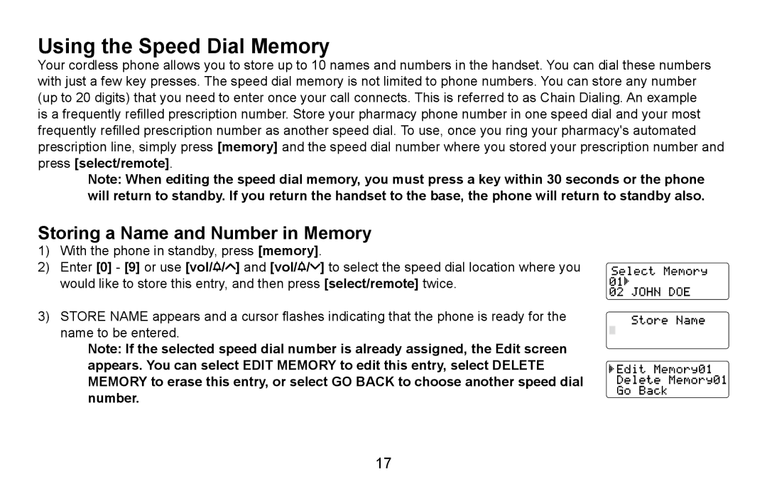 Uniden EXAI4580, EXAI4581 manual Using the Speed Dial Memory, Storing a Name and Number in Memory 