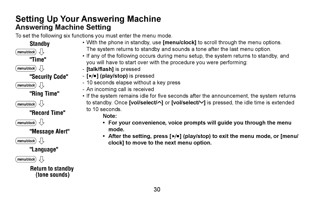 Uniden EXAI4581, EXAI4580 manual Setting Up Your Answering Machine, Answering Machine Setting 