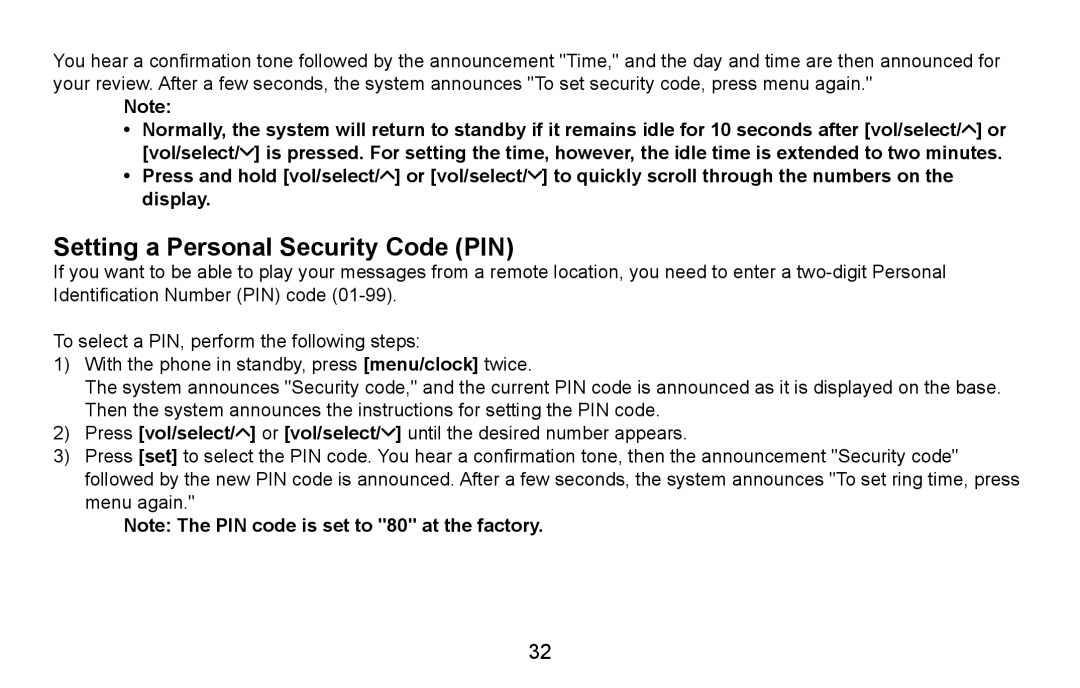 Uniden EXAI4581, EXAI4580 manual Setting a Personal Security Code PIN 