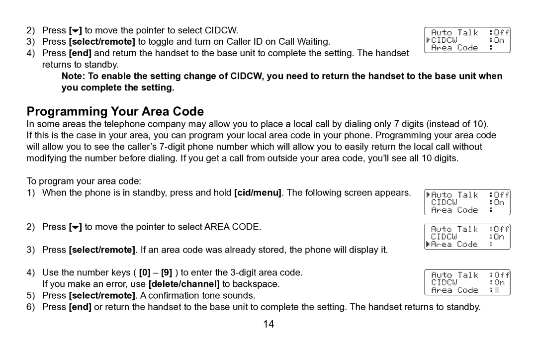 Uniden EXAI5680 Series manual Programming Your Area Code 