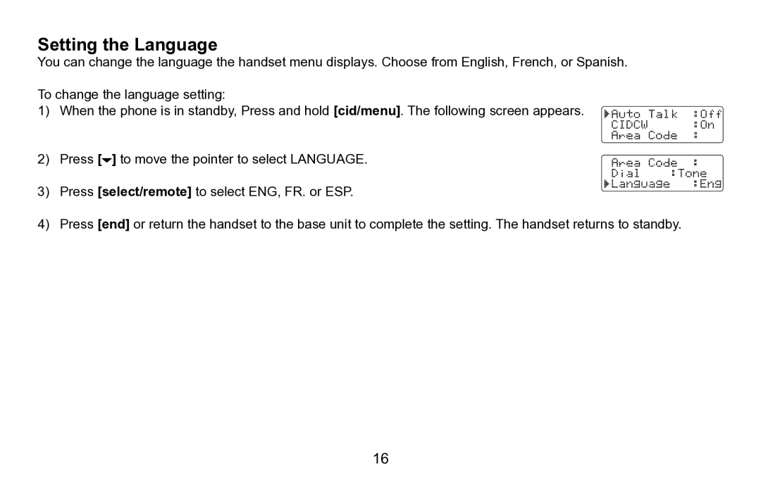 Uniden EXAI5680 Series manual Setting the Language 