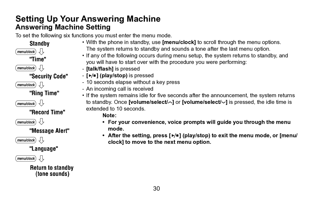 Uniden EXAI5680 Series manual Setting Up Your Answering Machine, Answering Machine Setting, Mode 