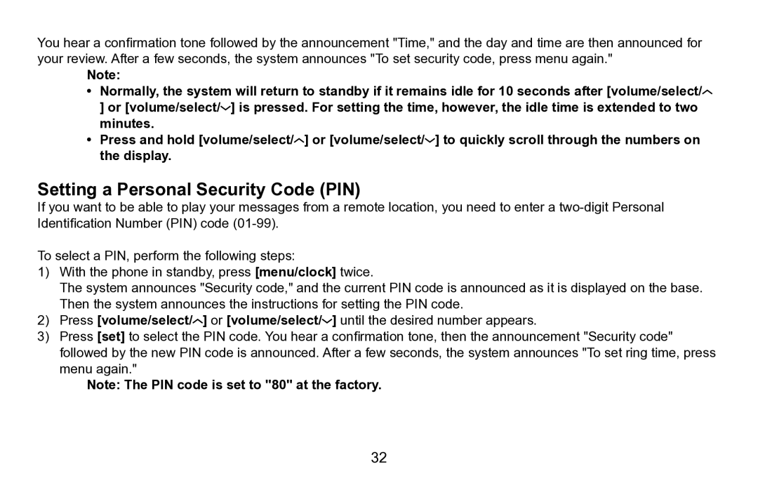 Uniden EXAI5680 Series manual Setting a Personal Security Code PIN 