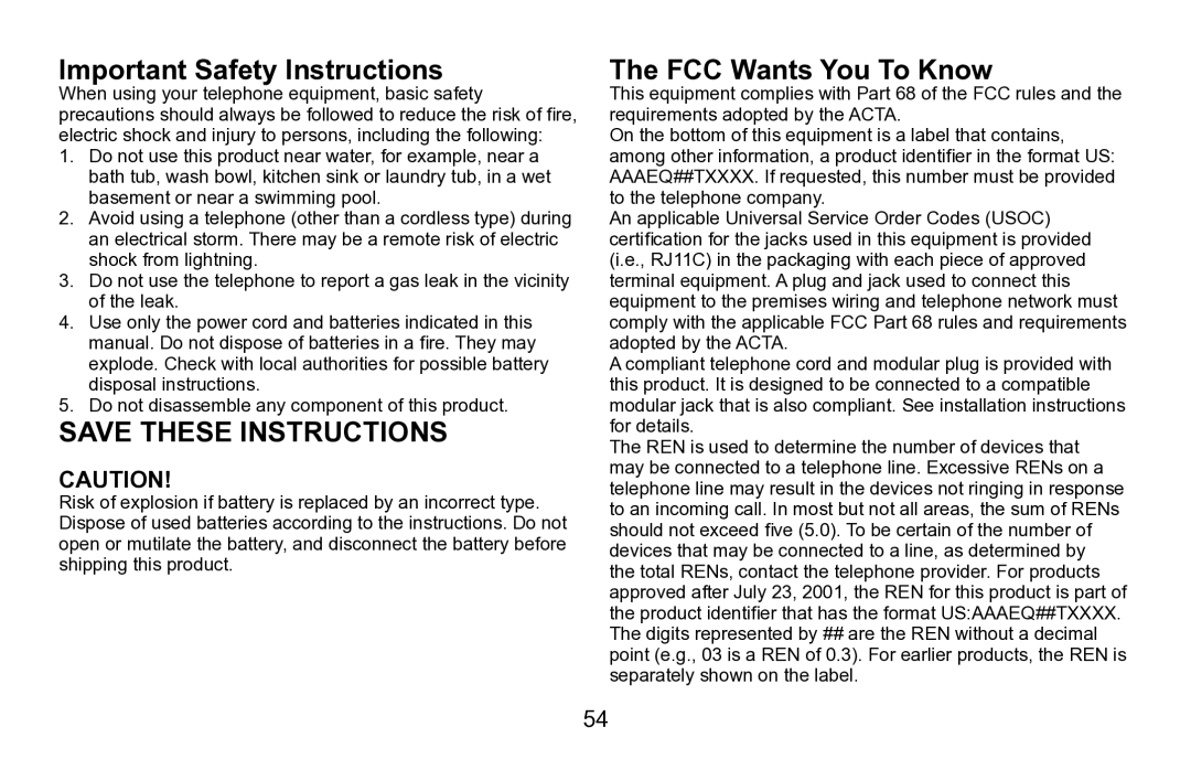 Uniden EXAI5680 Series manual Important Safety Instructions, FCC Wants You To Know 