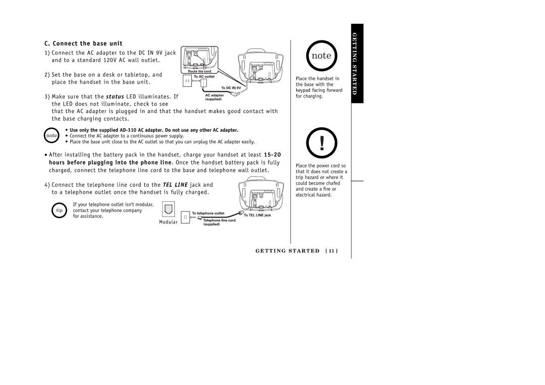 Uniden EXI 386 Series manual Connect the base unit, For assistance Modular 