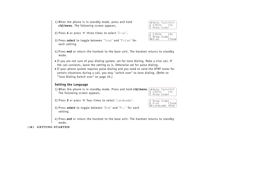 Uniden EXI 386 Series manual Setting the Language 