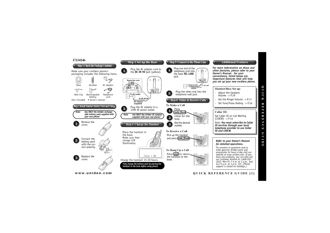 Uniden EXI 4246 manual W . u n i d e n . c o m 