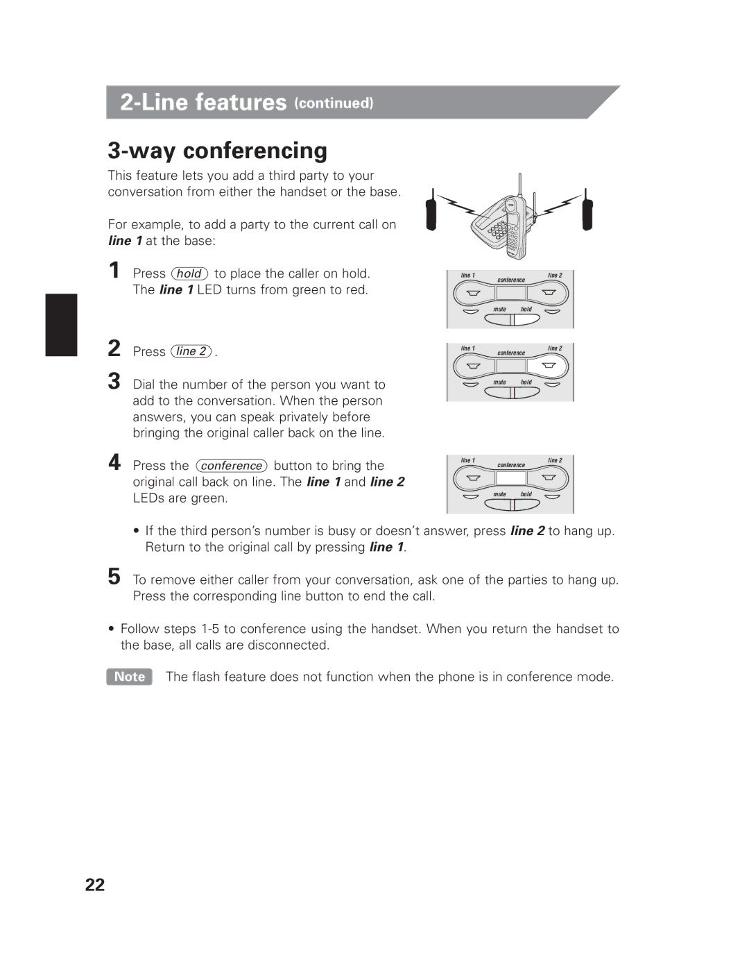 Uniden EXI 7926 manual Way conferencing 