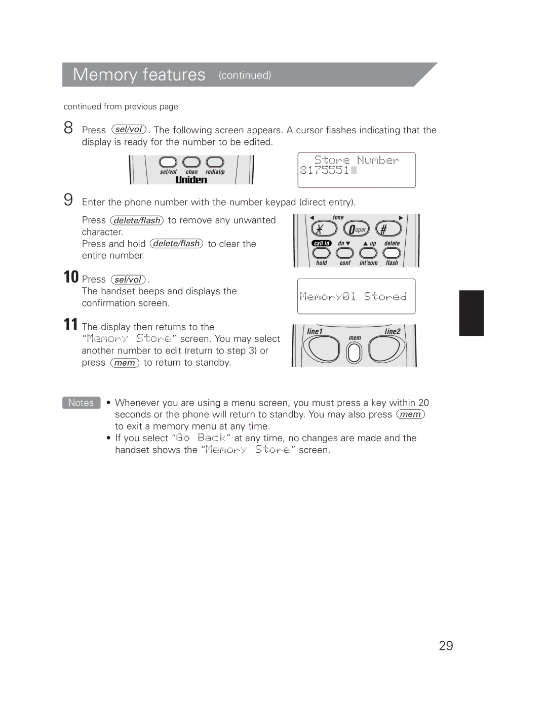 Uniden EXI 7926 manual Press delete/flash to remove any unwanted 