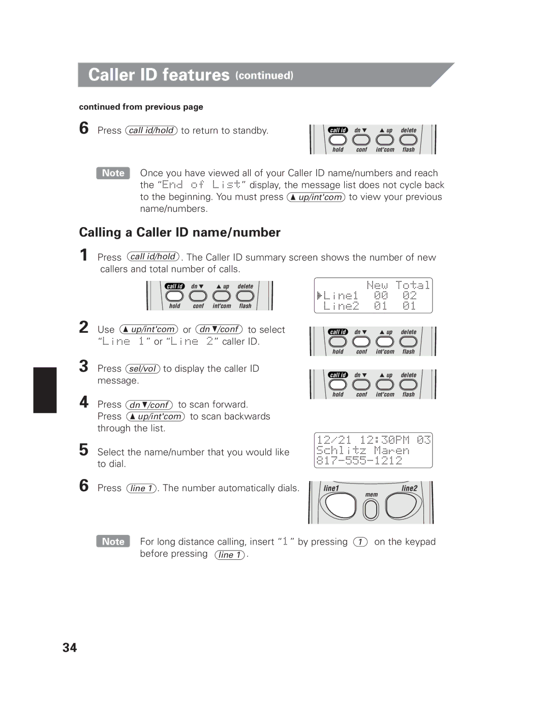 Uniden EXI 7926 manual Calling a Caller ID name/number 