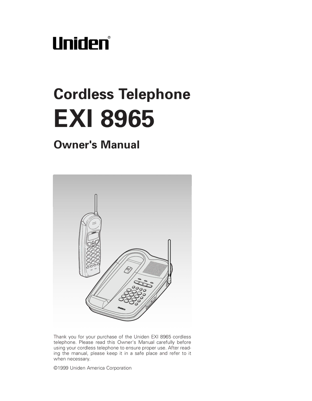 Uniden EXI 8965 owner manual Exi 