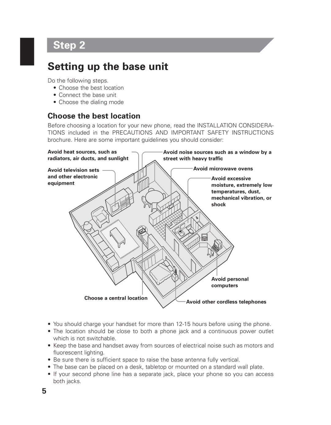 Uniden EXI 8965 owner manual Setting up the base unit, Choose the best location 