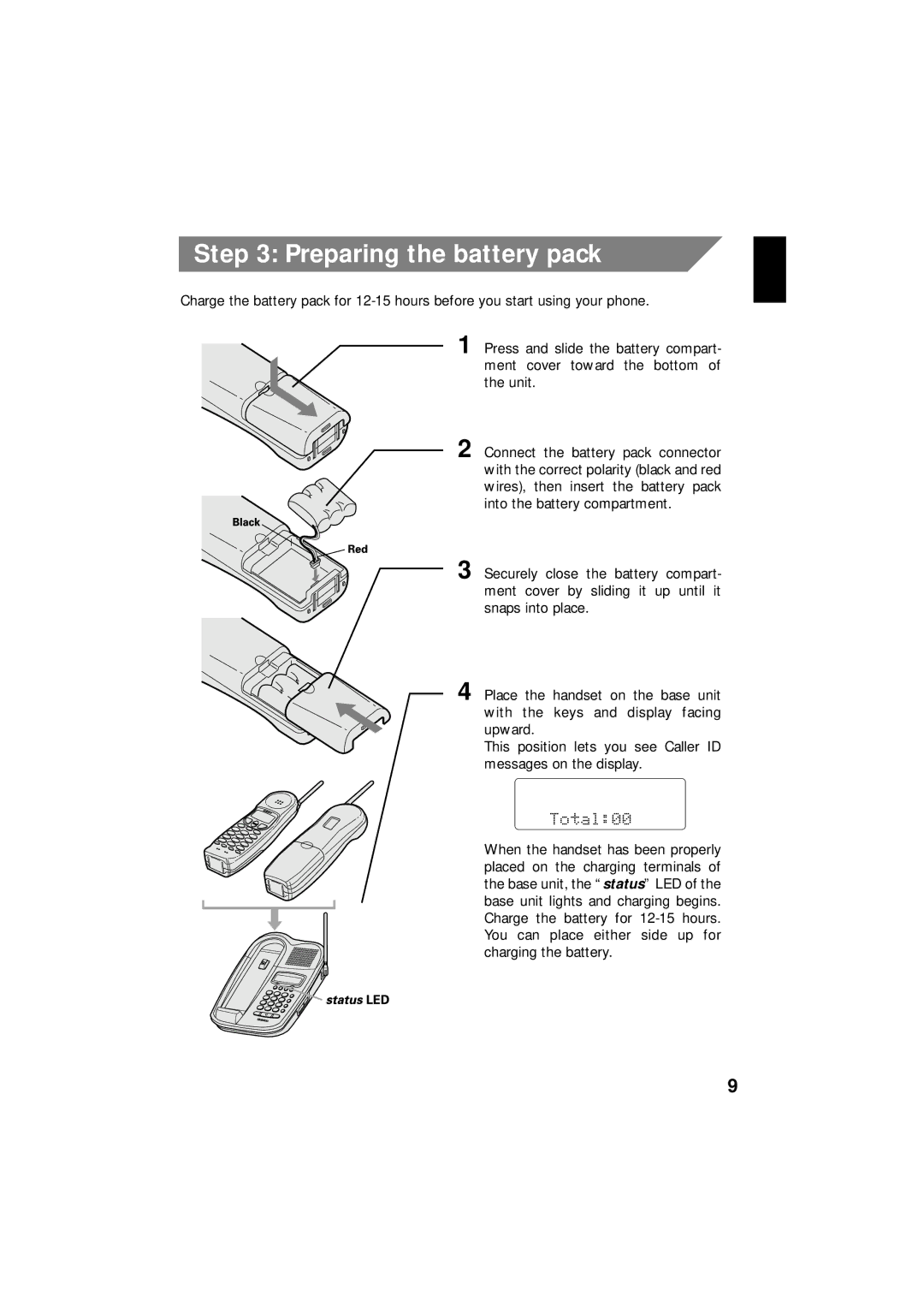 Uniden EXI 8966 manual Preparing the battery pack 