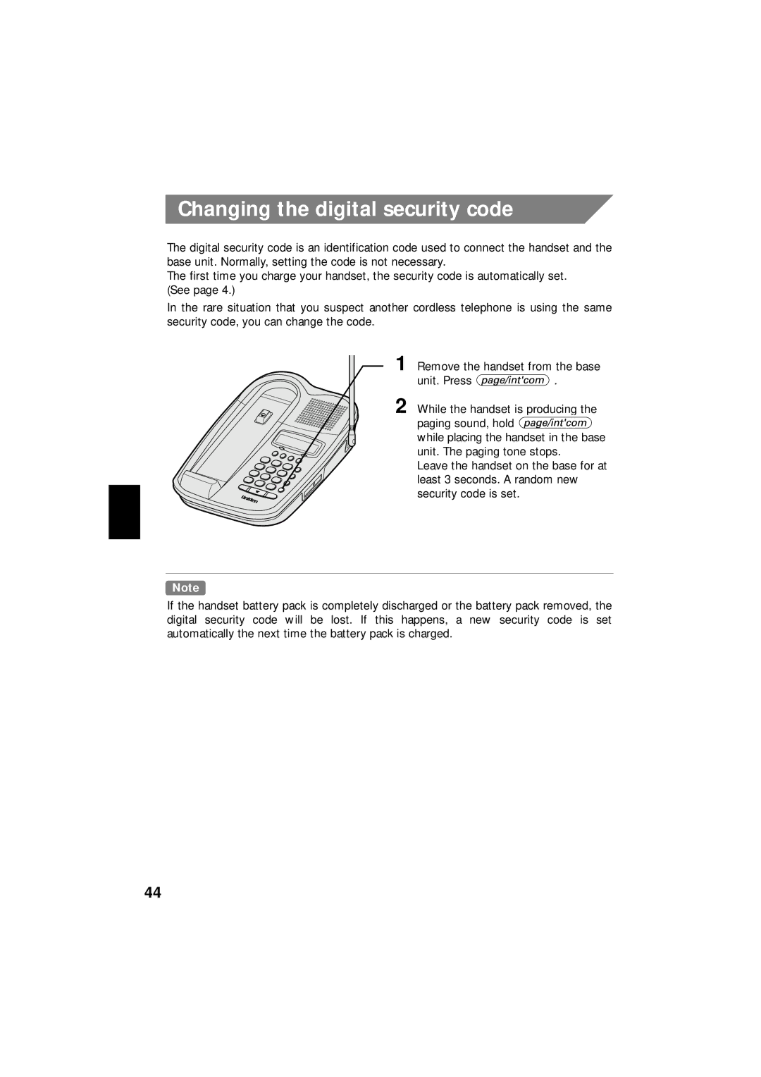 Uniden EXI 8966 manual Changing the digital security code 