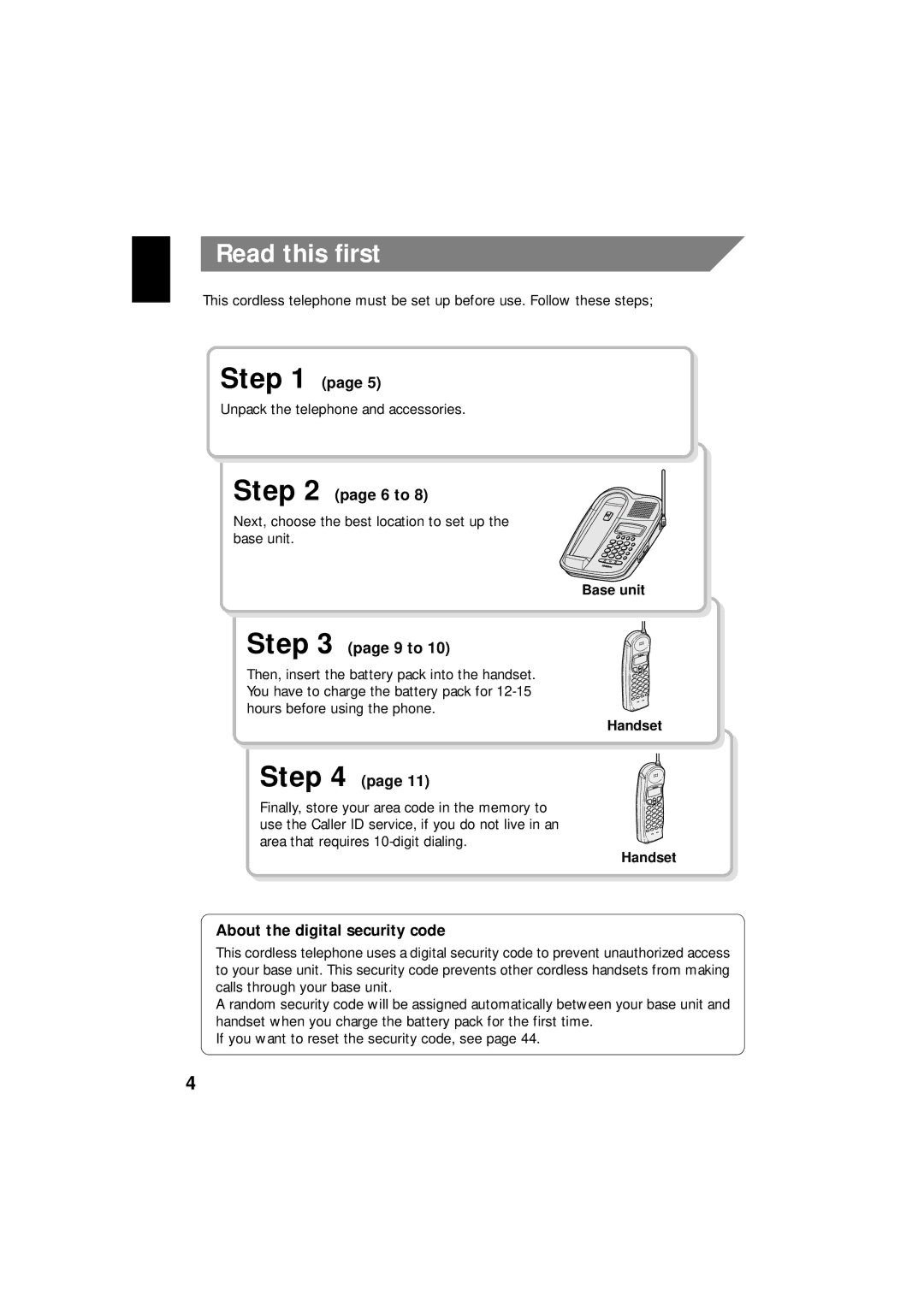 Uniden EXI 8966 manual Read this first, 6 to, 9 to, About the digital security code 