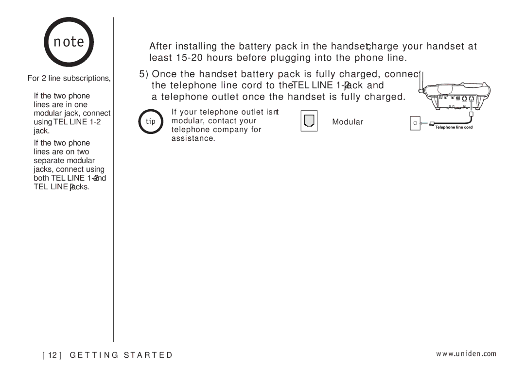 Uniden EXI3226 manual For 2 line subscriptions 