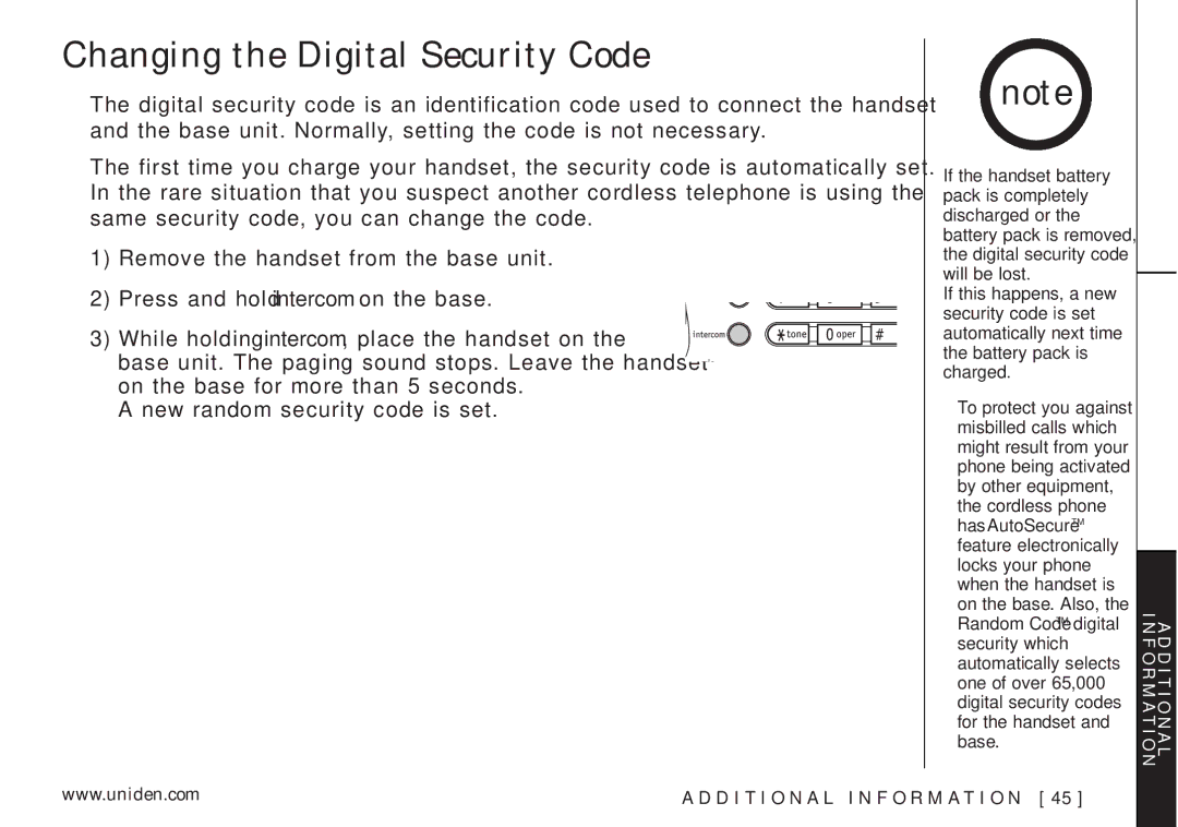 Uniden EXI3226 manual Changing the Digital Security Code 