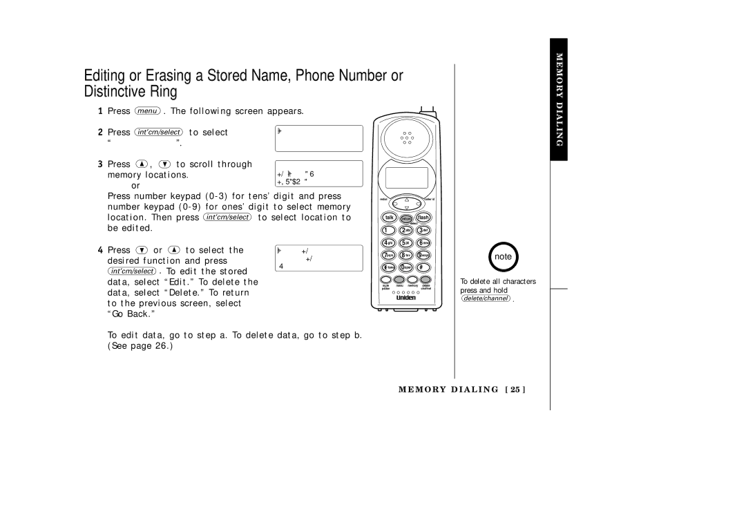 Uniden EXI3965 manual To select, Press , ª to scroll through memory locations 