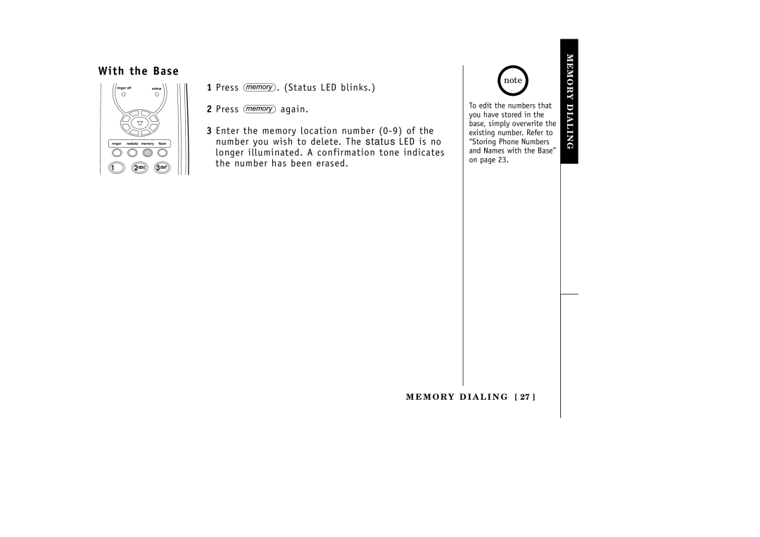 Uniden EXI3965 manual With the Base 