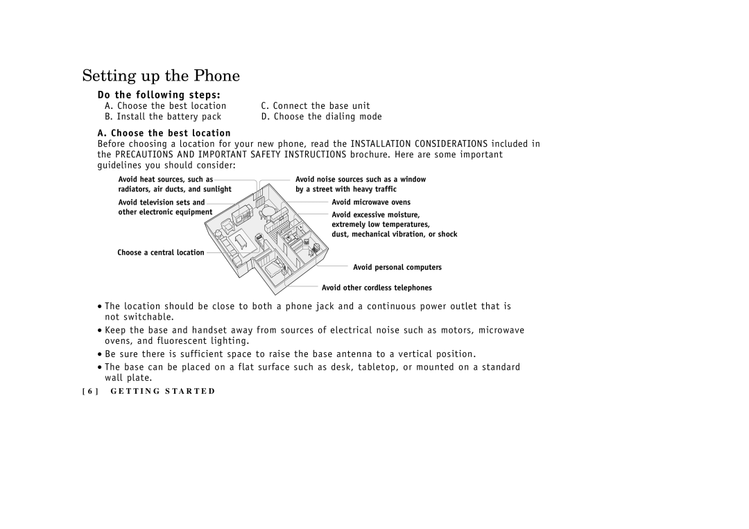 Uniden EXI3965 manual Setting up the Phone, Do the following steps, Choose the best location 