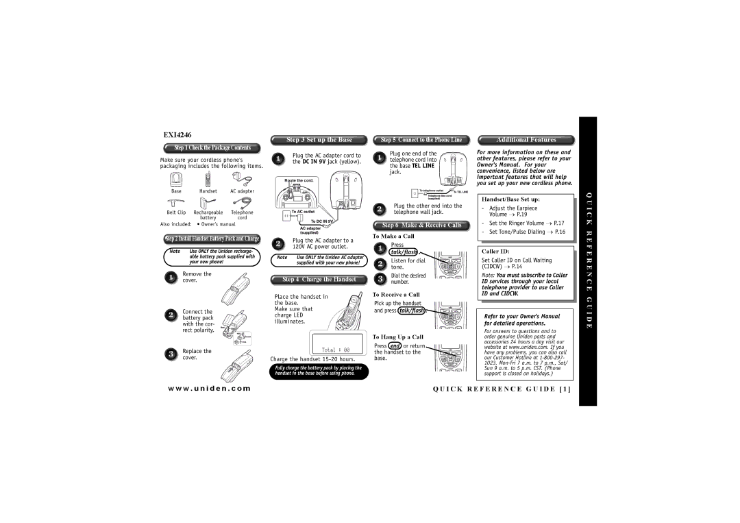 Uniden EXI4246 manual W . u n i d e n . c o m 