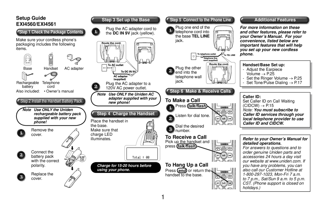 Uniden EXI4560 manual To Make a Call 