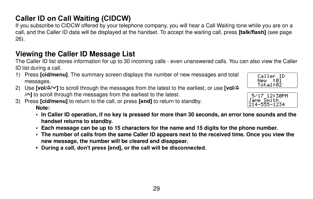 Uniden EXI4560 manual Caller ID on Call Waiting Cidcw, Viewing the Caller ID Message List 