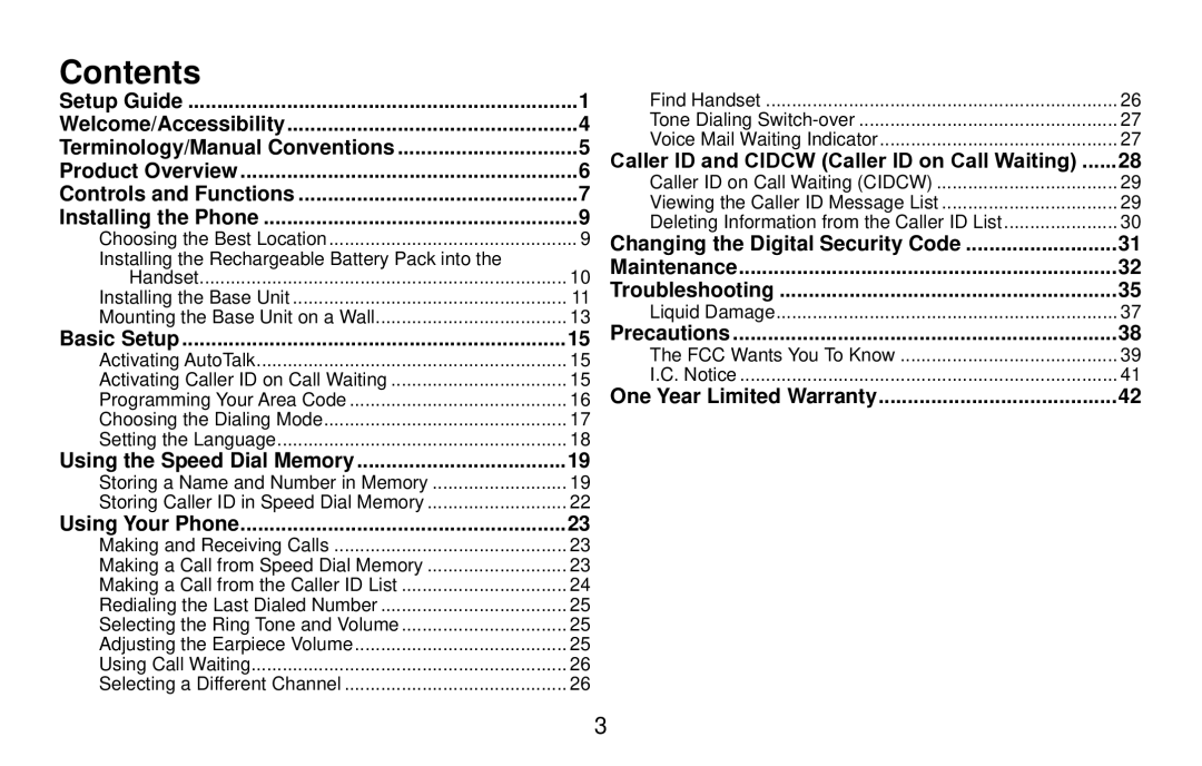 Uniden EXI4560 manual Contents 