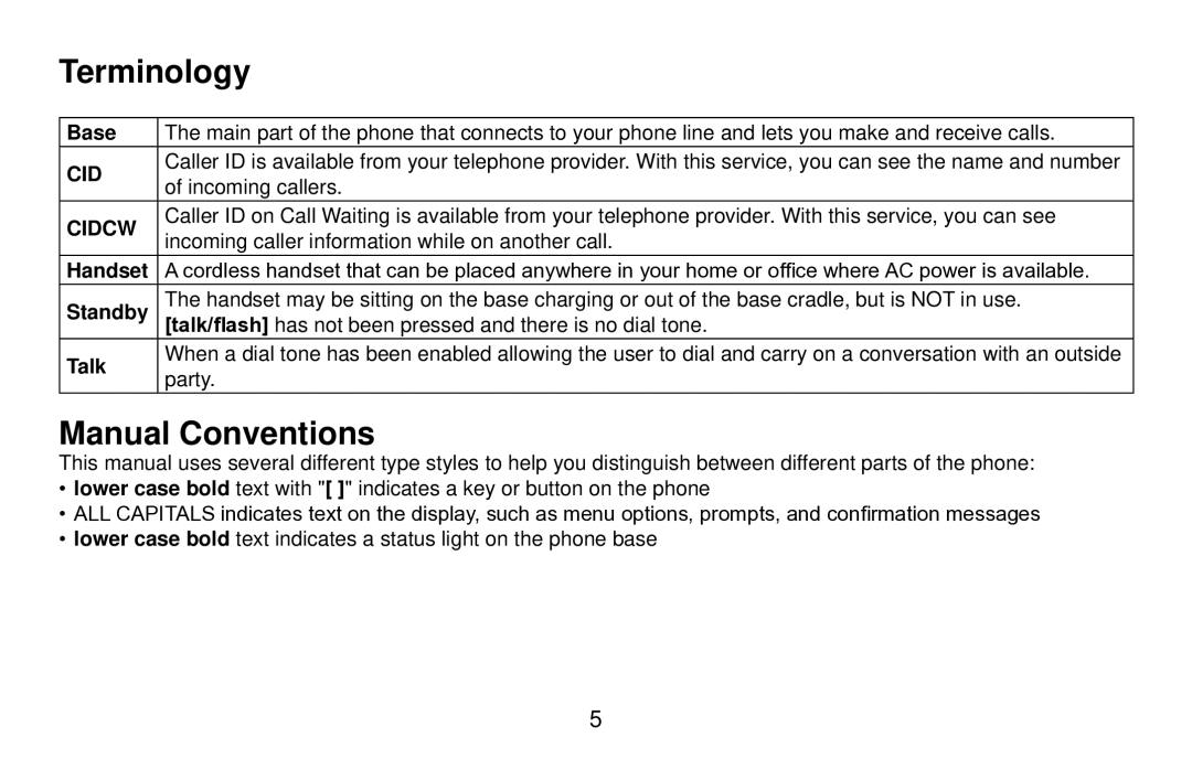 Uniden EXI4560 manual Terminology, Manual Conventions 